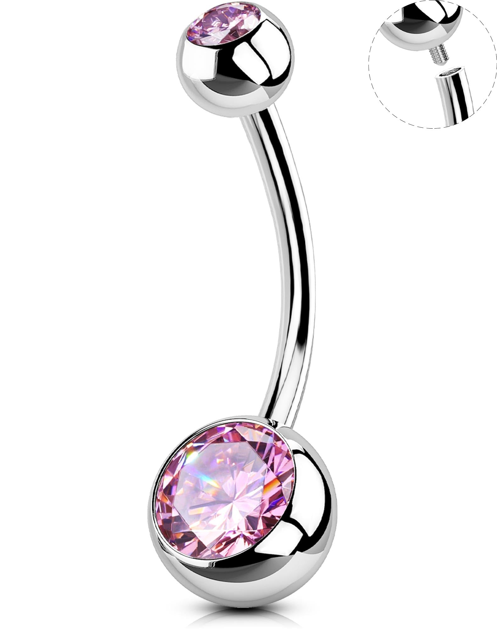 OUFER Belly Button Rings Surgical Stee, Internally Threaded Belly Rings, 14G Belly Piercing Jewelry, Belly Button Rings, Navel Piercing Jewelry For