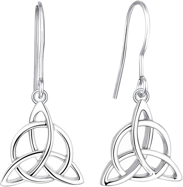 JO WISDOM Women Earrings,925 Sterling Silver Irish Triquetra Celtic Knot Drop & Dangle Earrings