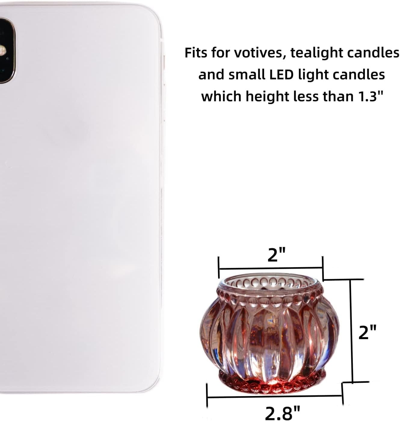 Woho 12pcs Rose Gold Tea Lights Candle Holder for Wedding Party, Glass Tealight Candle Holder for Valentines Day Decor, Votive Candle Holders for Home Decor