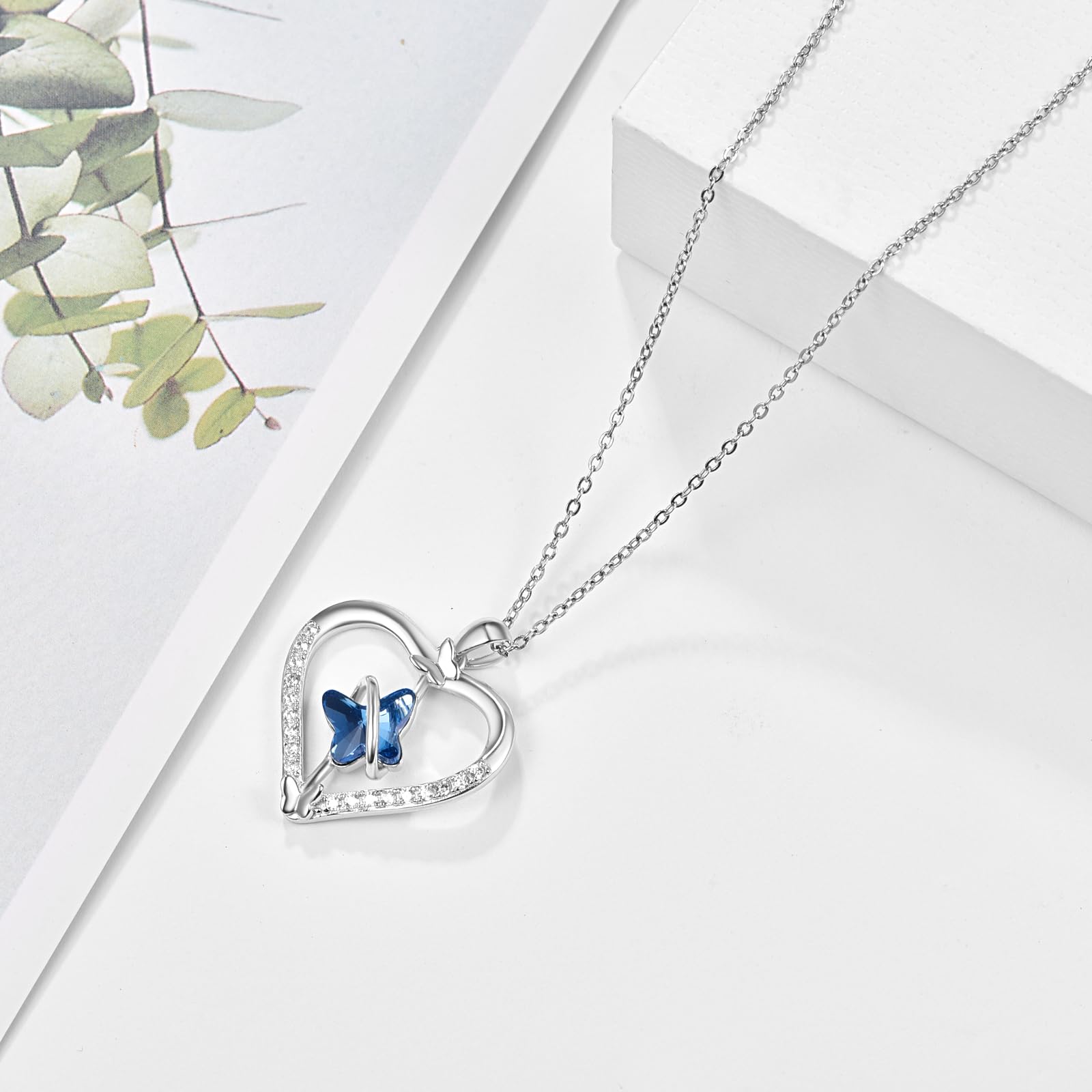 TANGPOET Schmetterling Halskette 925 Sterling Silber Schmetterlings Anhänger Kette Schmuck Geschenk für Frauen Damen Mädchen Kinder