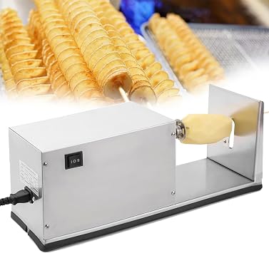Potato Slicer Electric Tornado Potatoes Spiral Slicer French Fry Machine Stainless Steel with Switch Control for Sweet Potatoes Zucchini Carrots Cucumbers