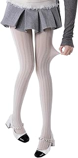 [Ekieta] ストッキング レディース 弾性 パンスト 立体着圧 タイツ 縦縞ハート柄 レース ガーリー系 かわいい レトロ 美脚 毛玉が出来にくい ロリター 春 秋