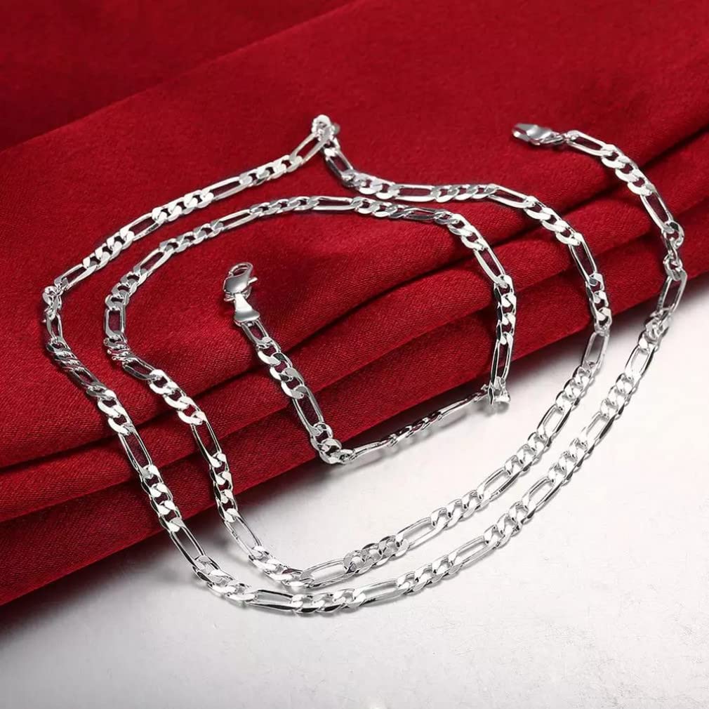 Pollici 4 mm Collana a Catena Laterale Piena Donna Regalo per Gioielli da Sposa