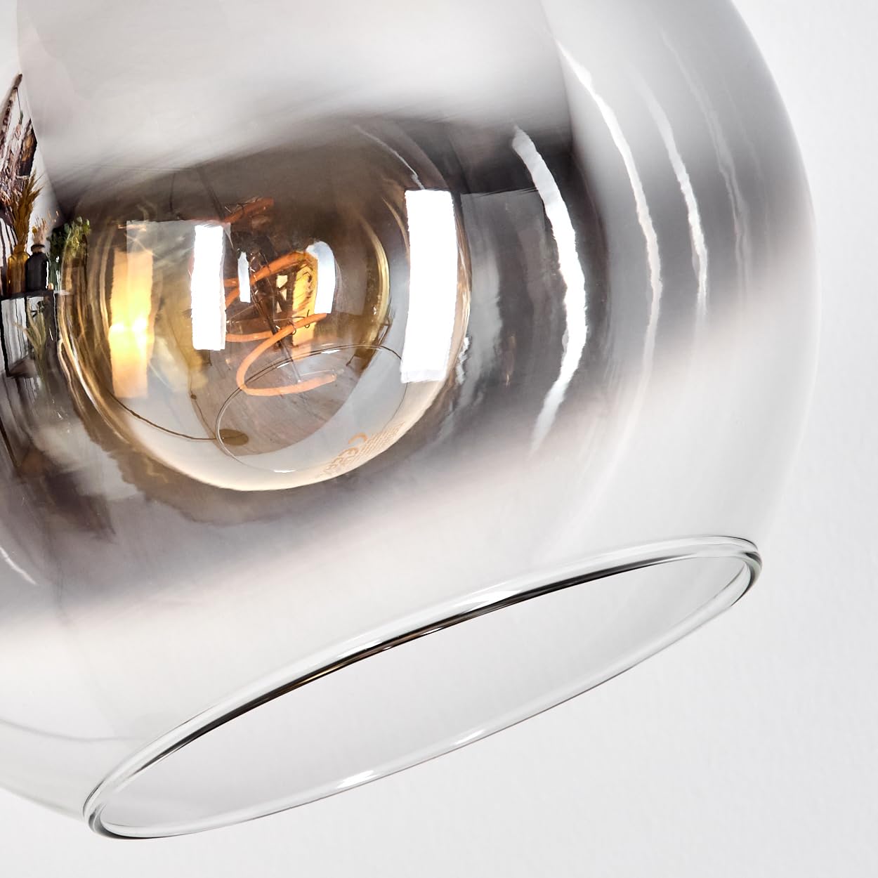 HOFSTEIN Stehleuchte Koyoto, Stehlampe aus Metall/Glas in Schwarz/Chrom/Rauch/Klar, verstellbare Leuchte im Retro/Vintage-Design, Ø 25 cm, Fußschalter, 140 cm, E27, Wohnzimmer, Schlafzimmer, Flur