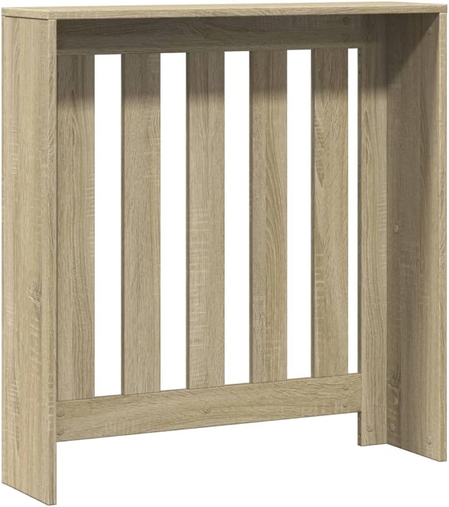 Sonoma Oak Radiator Cover 30.7x7.9x32.3 Engineered Wood Cabinet with Shelf, Modern Slatted Design for Living Room, Durable Moisture Resistant Furniture