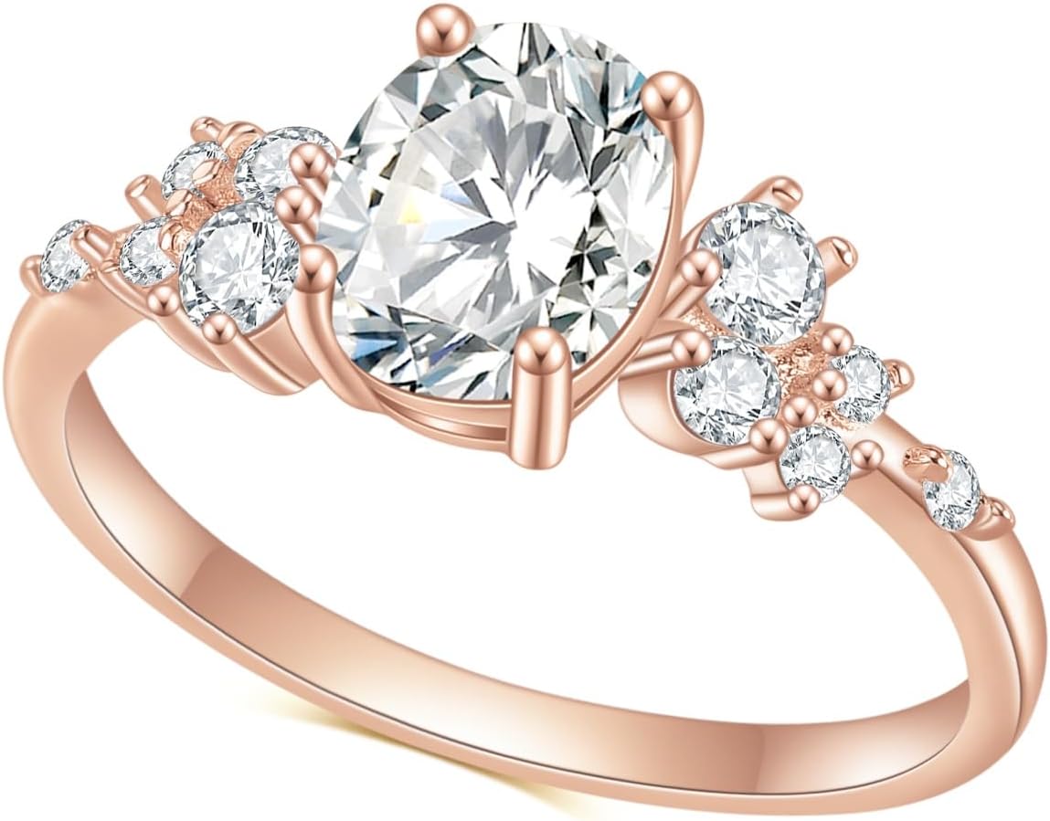 Gem's Beauty 18K Gold Plated Engagement Rings 925 Sterling Silver Moissanite Wedding Promise Rings for Her Wedding Bands for Women Size 5-10