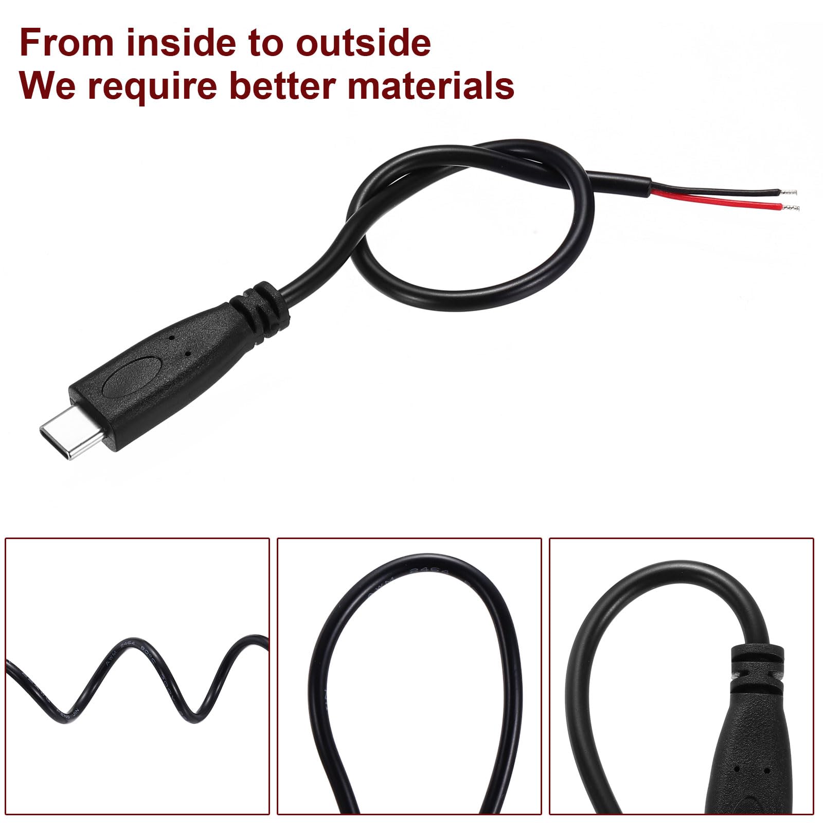 Amazon.co.jp: uxcell 1M/3.3フィート USB Cメスプラグ裸線ピグテール