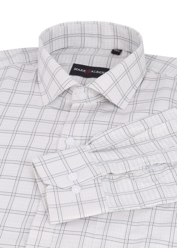 Image of MARK & ALBERT 100% Cotton Full Sleeves Regular Fit Formal Shirt for Men Blue