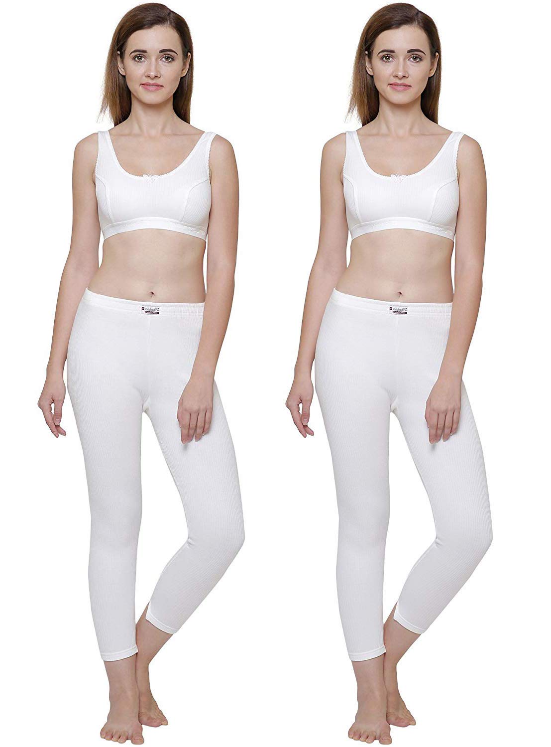 bodycare insider Women White Round Neck Sports Bra/Upper/Top and Lower Thermal Set - Pack of 2-picture-36