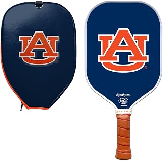 Officially Licensed Collegiate Pickleball Paddle - USAPA Approved Racket | Lightweight Honeycomb Core, Carbon Fiber Exterior, Premium Leather Grip for Comfort with Cover