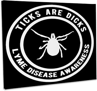 3dRose Ticks are Dicks Lyme Disease Awareness tick in center of cicle. Black. Museum Grade Canvas Wrap 10x8