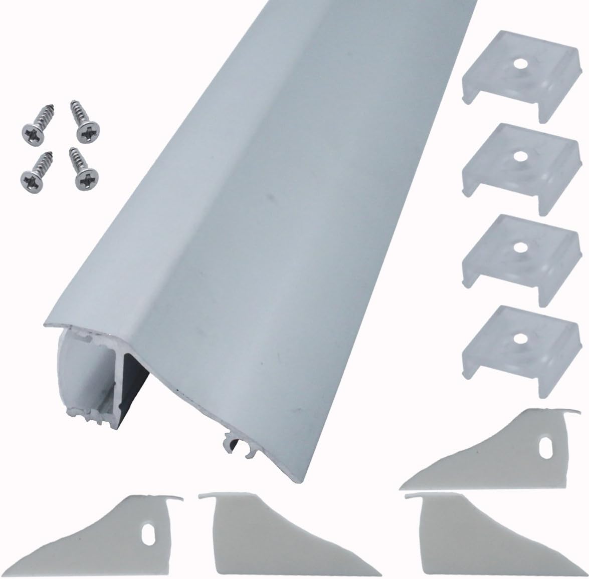 Litever 4 Pack 1M/3.3ft Aluminum LED Channels for DIY Up-Down Wall Wash Lighting, LED Channel System with Diffused Covers,Mounting Clips,End Caps for 2835 5050 5630 LED Strip Wall Mounting- LL-020-WA