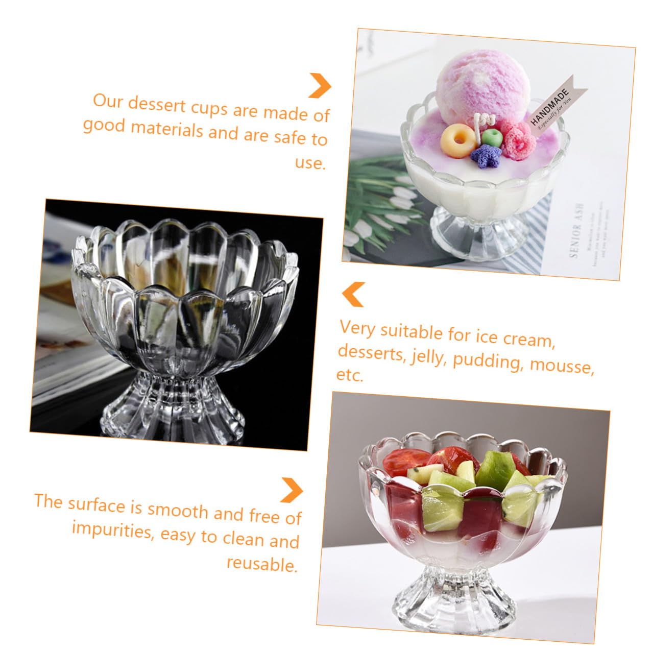 6 pezzi Tazze Dessert Trasparenti Coppe Gelato e Budino Versatili per Casa Bar Ristorante Design Compatto e Sicuro