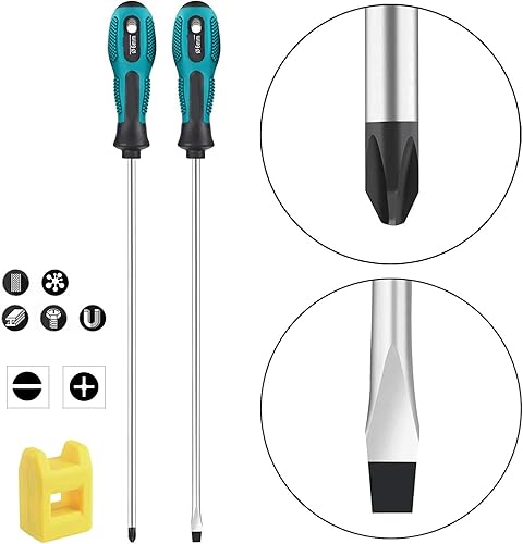 Miniatura 2 de Juego de destornilladores de 2 piezas de 12 pulgadas de largo, juego de destornilladores de hoja larga PH2 destornillador magnético de 12 pulgadas,