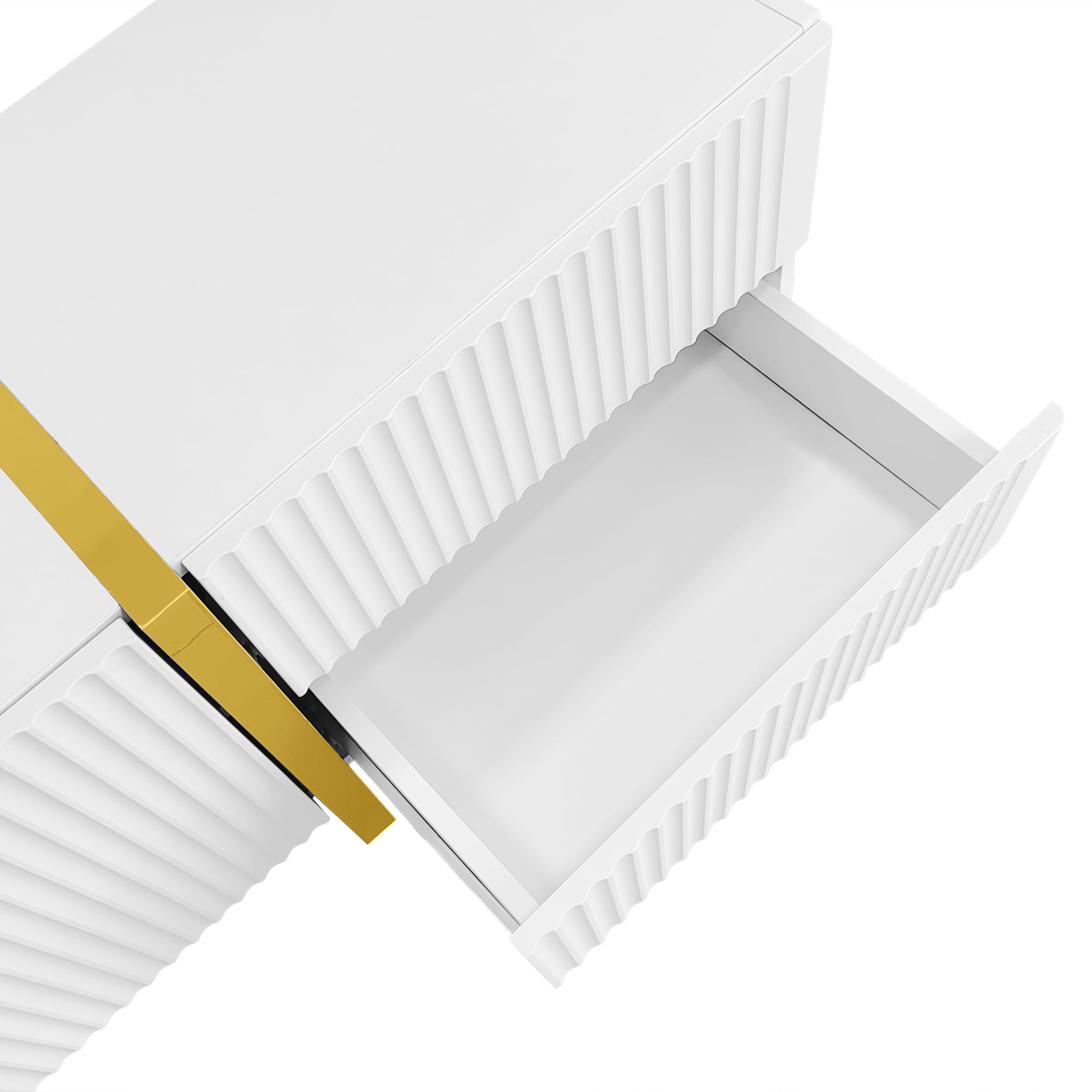 Mobile TV da 190 cm, 3 ante, 2 cassetti, bianco con venature dorate, nere e legno, 190 L x 35 L x 45 H cm (oro bianco)