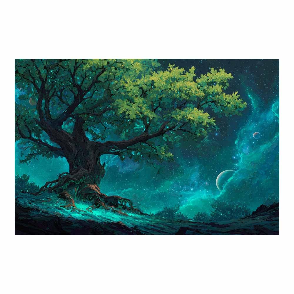 HOQIU Tree Of Life Wall Art Starry celestial tree canvas prints, nature wall art, for Bathroom Home Office Decor(Multicolor)-60x80cm Unframed