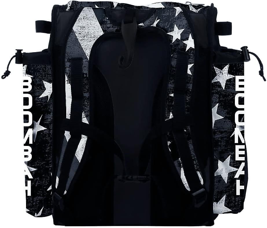 Boombah Mini Superpack Youth Bat Pack: USA Stars & Stripes Black Ops Black & White, Baseball & Softball Bag with 2 Bat Sleeves and Shoe Compartment