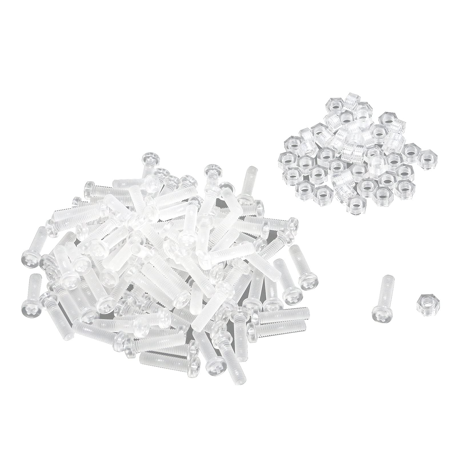 M5 x 20mm Plastic Screws Round Head Phillips Cross Recessed Plastic Bolt Screw Nut Set PC Transparent Acrylic Screws,Set of 100