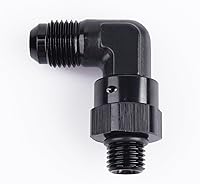 Vista 1 de AC PERFORMANCE Aluminio negro 90 grados -6 AN macho Flare a -4 AN ORB O Ring Puerto Rosca 7/16 x 20 Adaptador de montaje giratorio