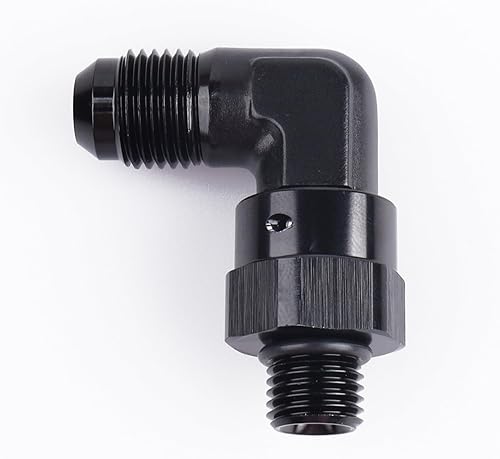 AC PERFORMANCE Aluminio negro 90 grados -6 AN macho Flare a -4 AN ORB O Ring Puerto Rosca 7/16 x 20 Adaptador de montaje giratorio