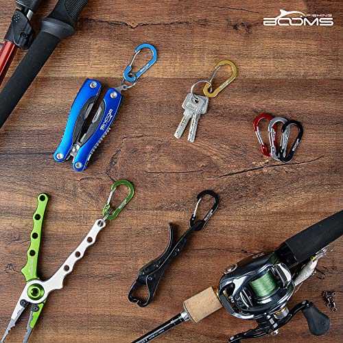 Booms Fishing CC1 Multi-Use Carabiner Clip, 6 Pack Small Caribeener Clips, Mini Keychain Caribeaner Clip 2 inch, Aluminum D Ring Carabiners, Red