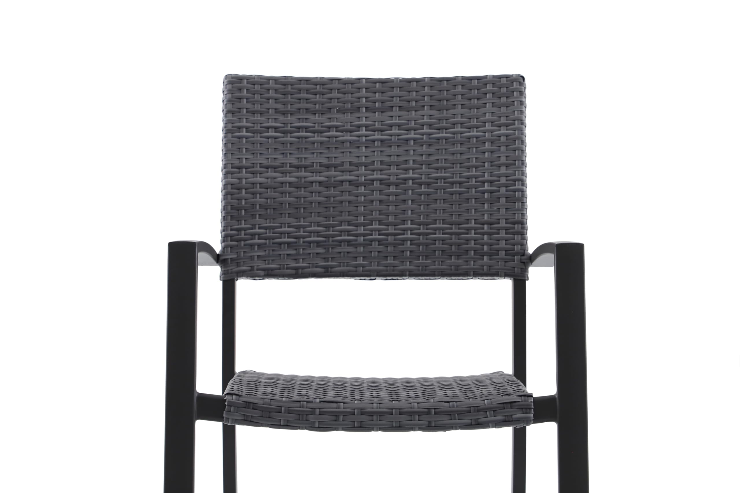 METRO Professional Gartenstuhl mit Armlehne Balsario, Aluminium/PE Rattan, 56 x 62 x 88 cm, Stapelbar, Wetterfest, 150 kg Tragkraft, Steingrau
