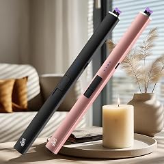 2 Pack Dual Arc Candle Lighter USB-C Rechargeable Electric Igniter for BBQ Grill Windproof Flameless Long Neck Plasma