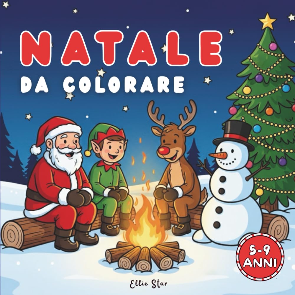Natale Facile da Colorare: 40 grandi disegni natalizi per bambini dai 5 ai 9 anni. Libro educativo e divertente con Babbo Natale, renne, elfi e pupazzi di neve in stile bold and easy