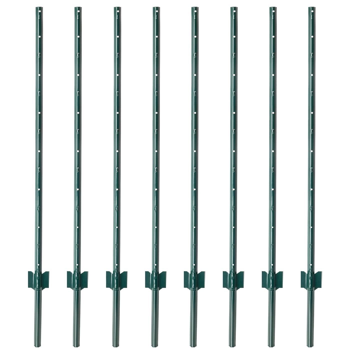 VOSS.farming 8X Piquets métalliques profilé U, 137 cm, piquets pour Grillage de volière, Treillis Hexagonal, pour clôture de Jardin, pour Grillage pour Plantes grimpantes,Vert
