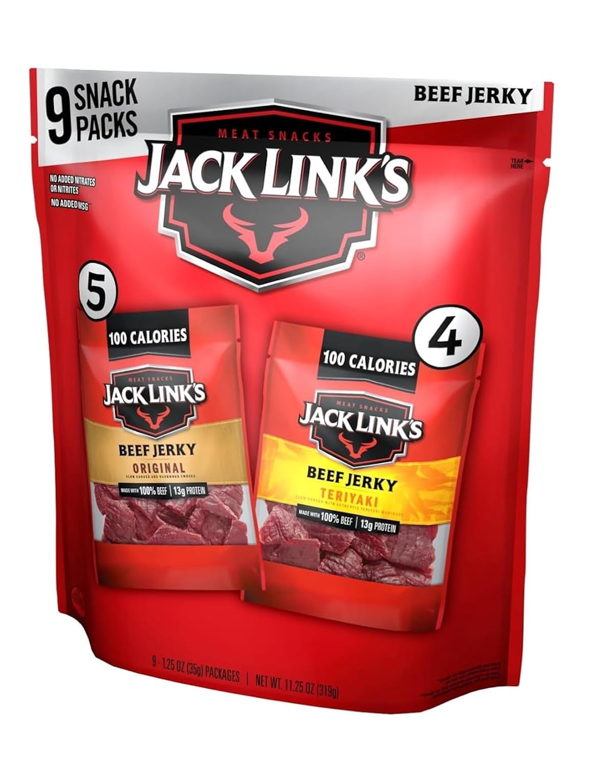 Jack Link's Beef Jerky Variety Pack - Original & Teriyaki - (9 Pack) 1.25 oz