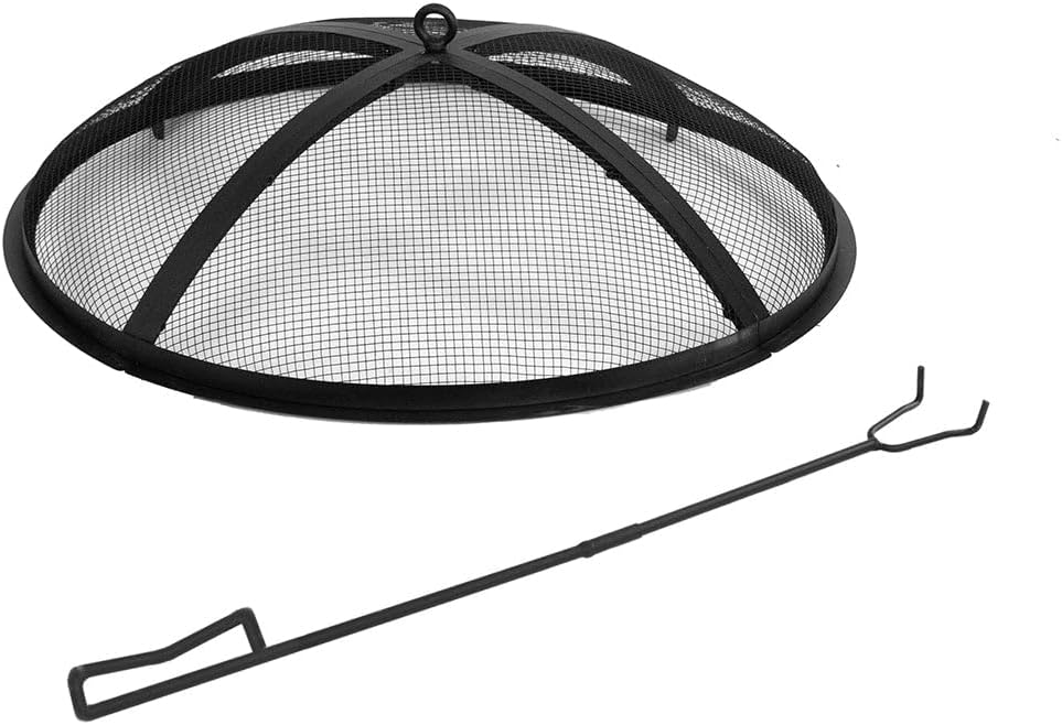 Blue Sky Outdoor Living Round Domed Spark Screen and Screen Lift for The Mammoth Patio Fire Pit