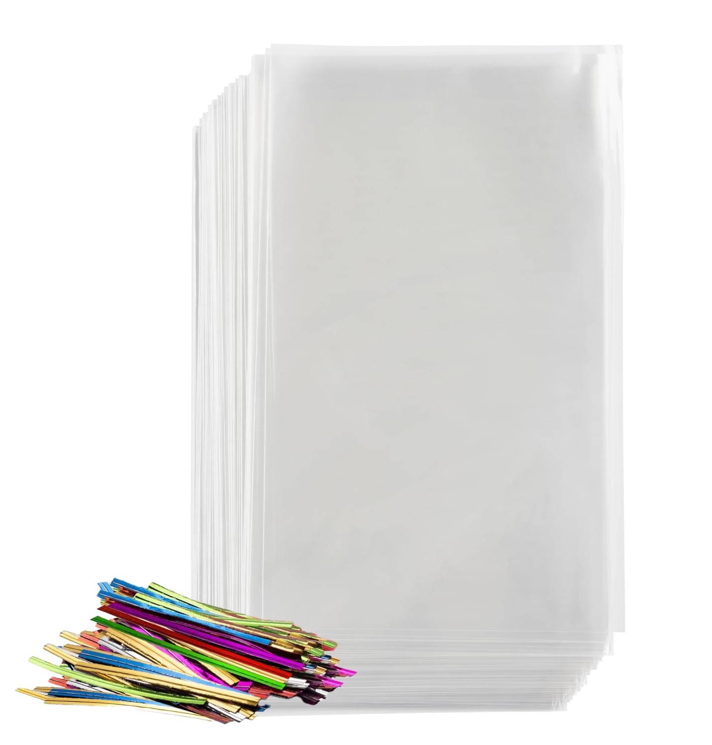 Prestee 200 Pack Clear Plastic Cellophane Bags - 4x6 with 4" Twist Ties, Candy & Cookie Bags, Treat Bags with Ties, Clear Gift Bags (Pack of 200)