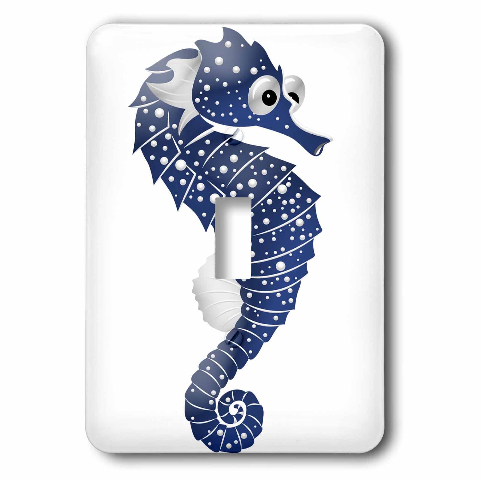Interrupteur simple bleu et blanc 3dRose lsp_235659_1 hippocampe mural