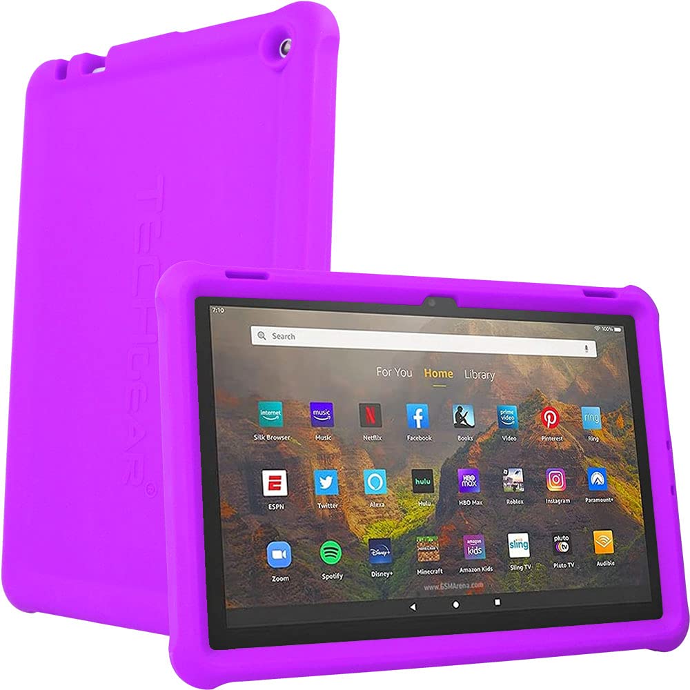 TECHGEARBumper Case fits All New Amazon Fire Max 11" 13th Generation / 2023, Rugged Shockproof Soft Silicone Easy Grip Case with Screen Protector [Purple] - Kids & School Friendly Case