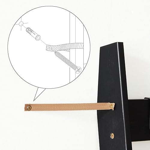 Miniatura 24 de HOOBRO Escalera para manta para sala de estar y dormitorio, toallero de pared de 5 niveles para baño, estante de escalera decorativo con 4 ganchos