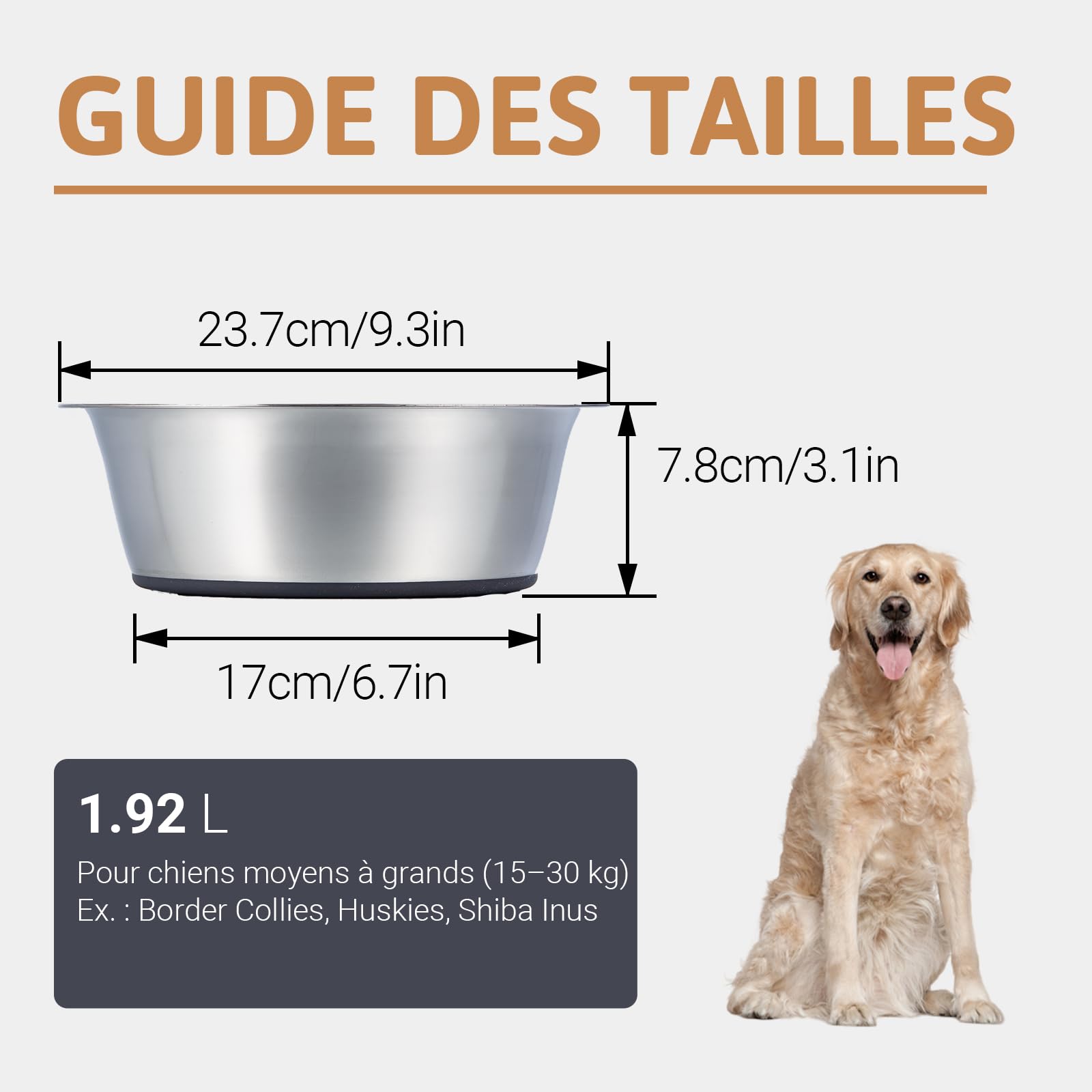 PEGGY11 Gamelles en Acier Inoxydable pour Chien, Antidérapant, Fond en Caoutchouc, Qualité Alimentaire, sans BPA, Peut Passer au Lave-Vaisselle, Facile à Nettoyer, 1920 ML, Paquet de 2