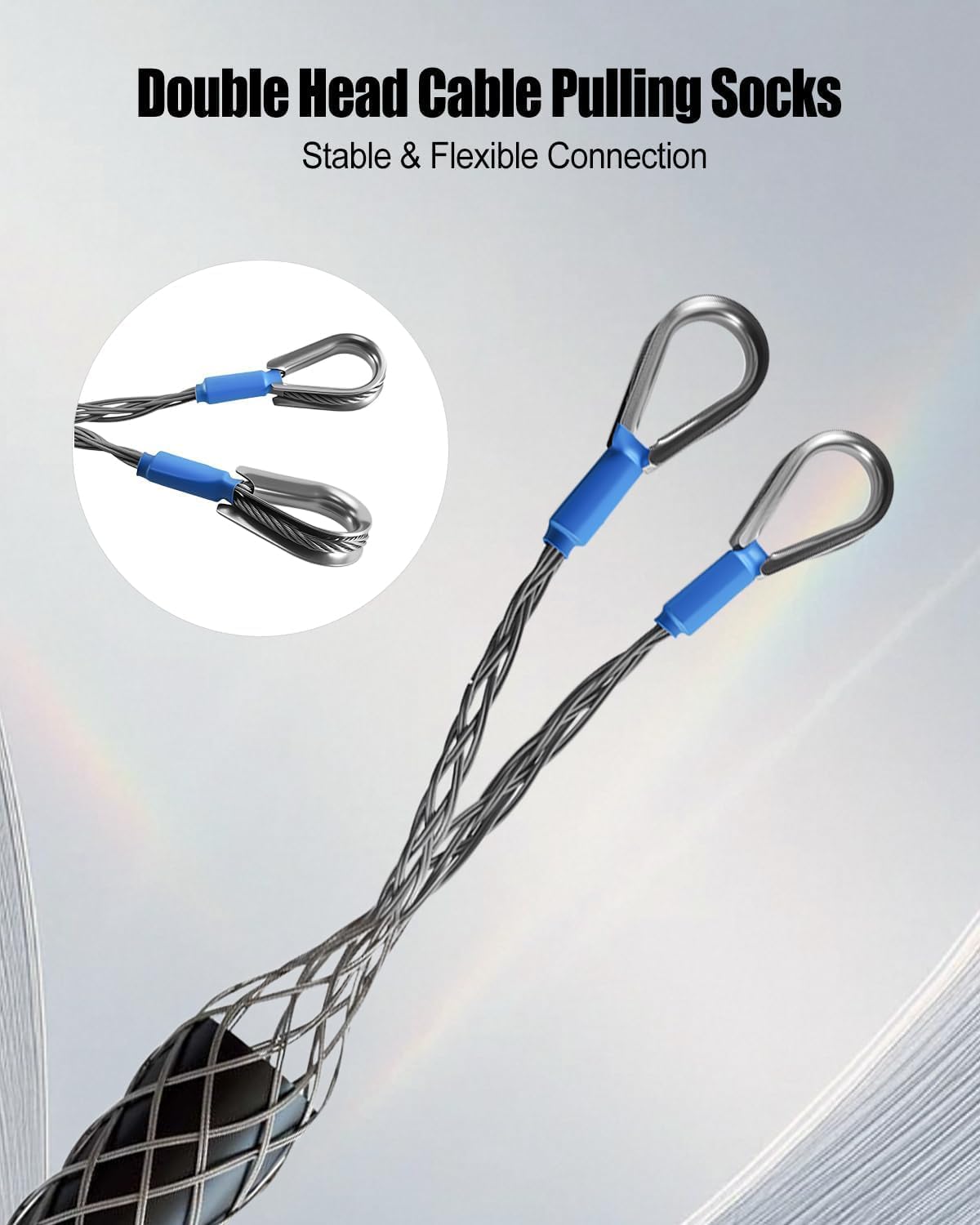 Wire Cable Mesh Pulling Grip, Double Head Cable Pulling Socks, 25-37mm Electrical Pulling Grips Suitable for Light and Heavy Cables (D: 0.98"-1.45")