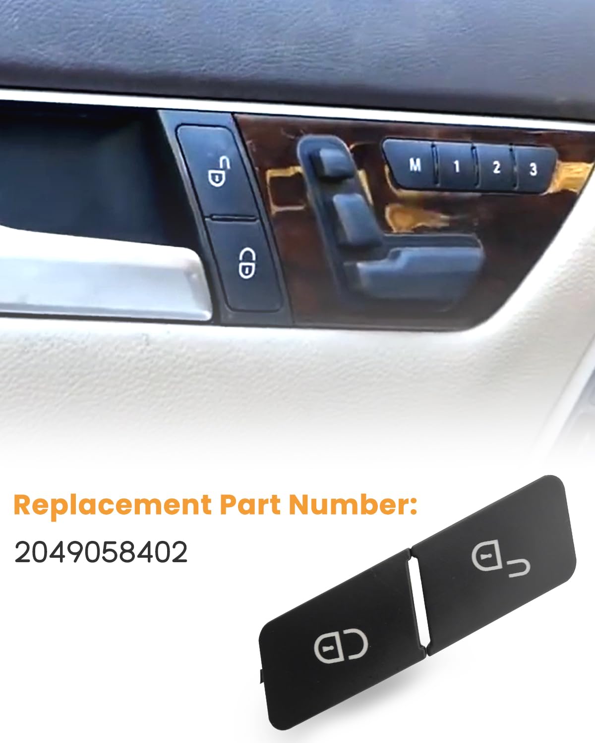 ANODZU Interior Door Lock Switch Button Fit for Mercedes Benz ML W166 B Class W246 C Class W204 E Class W212 CLA W117 GLK X204 GL X166 CLS W218, Replace 2049058402, Left & Right