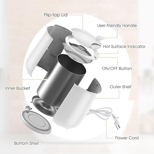 Vista 4 de Tangkula Cubo calentador de toallas de 21 litros para baño, calentador de toallas grande con tapa abatible, apagado automático en 60 minutos, se