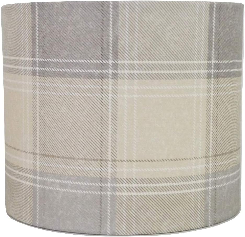 Tartan Lampshade or Ceiling Light Shade Country Check Grey Drum Highland Scottish Themed Bedroom Room Decor Accessories (12")