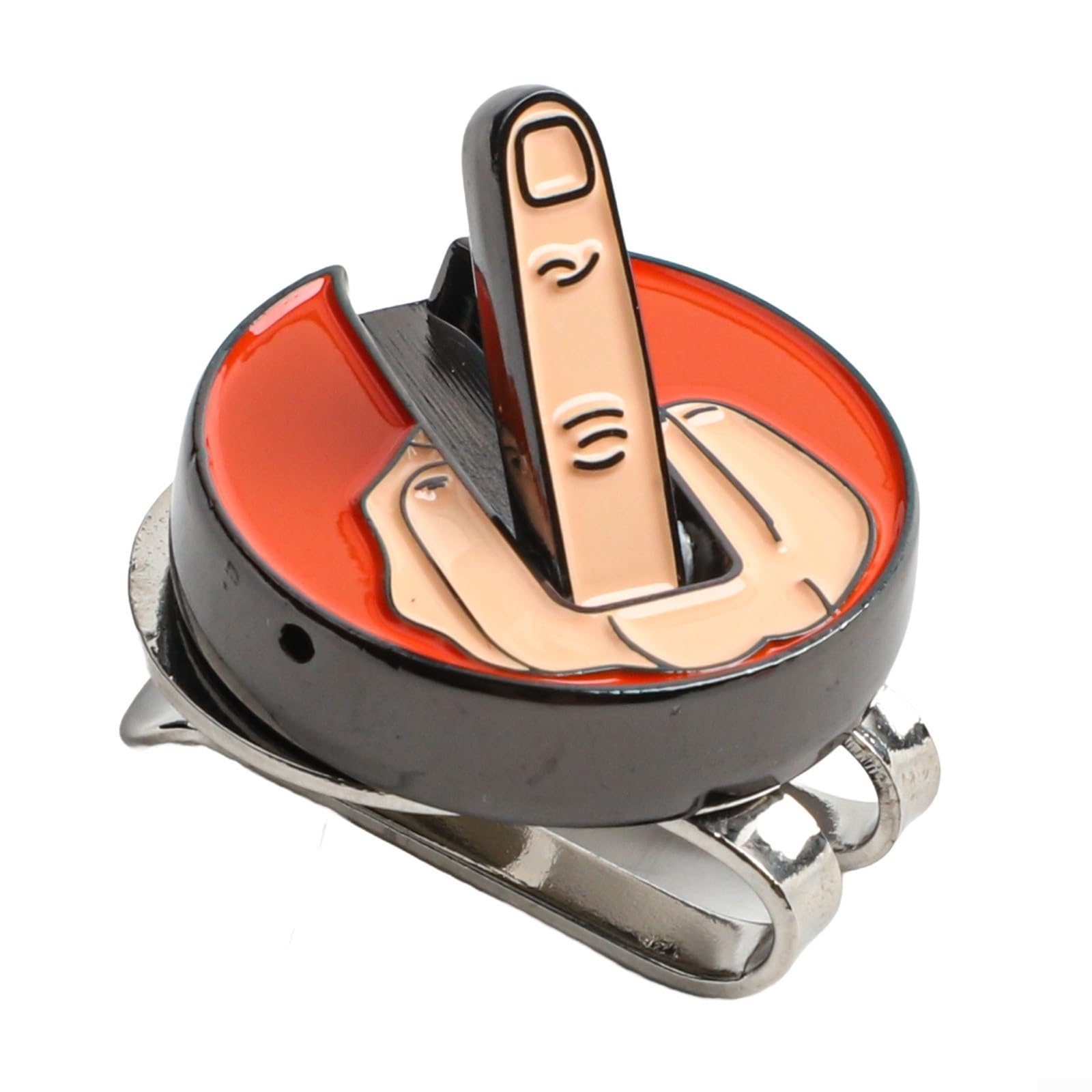 Middle Finger Golf Hat Clip with Magnetic Ball Marker Steel Construction for Secure Marker Placement Lightweight and Easy to Carry (Orange)