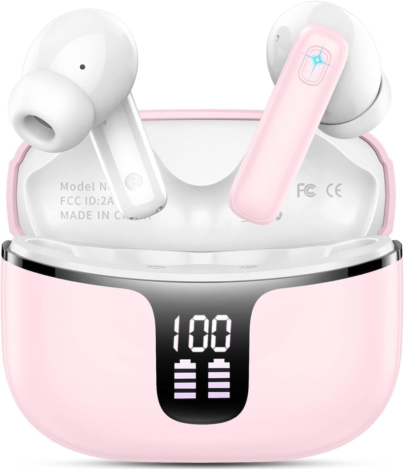 Drsaec Ecouteurs Bluetooth sans Fil,Bluetooth 5.4 Écouteurs sans Fil Intra-Auriculaires HiFi Stéréo avec Réduction de Bruit ENC,40H d'Autonomie,IP7 Étanche,Écran LED,Appairage en Un Pas