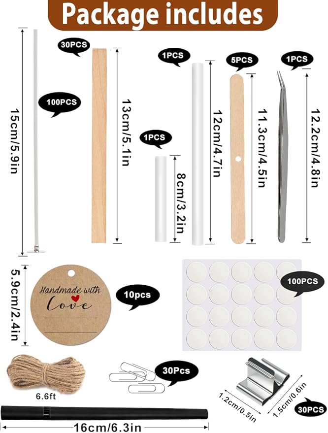 130 Pabilos para Velas: 100 Algodón y 30 Madera con Kit de Herramientas miniatura 3