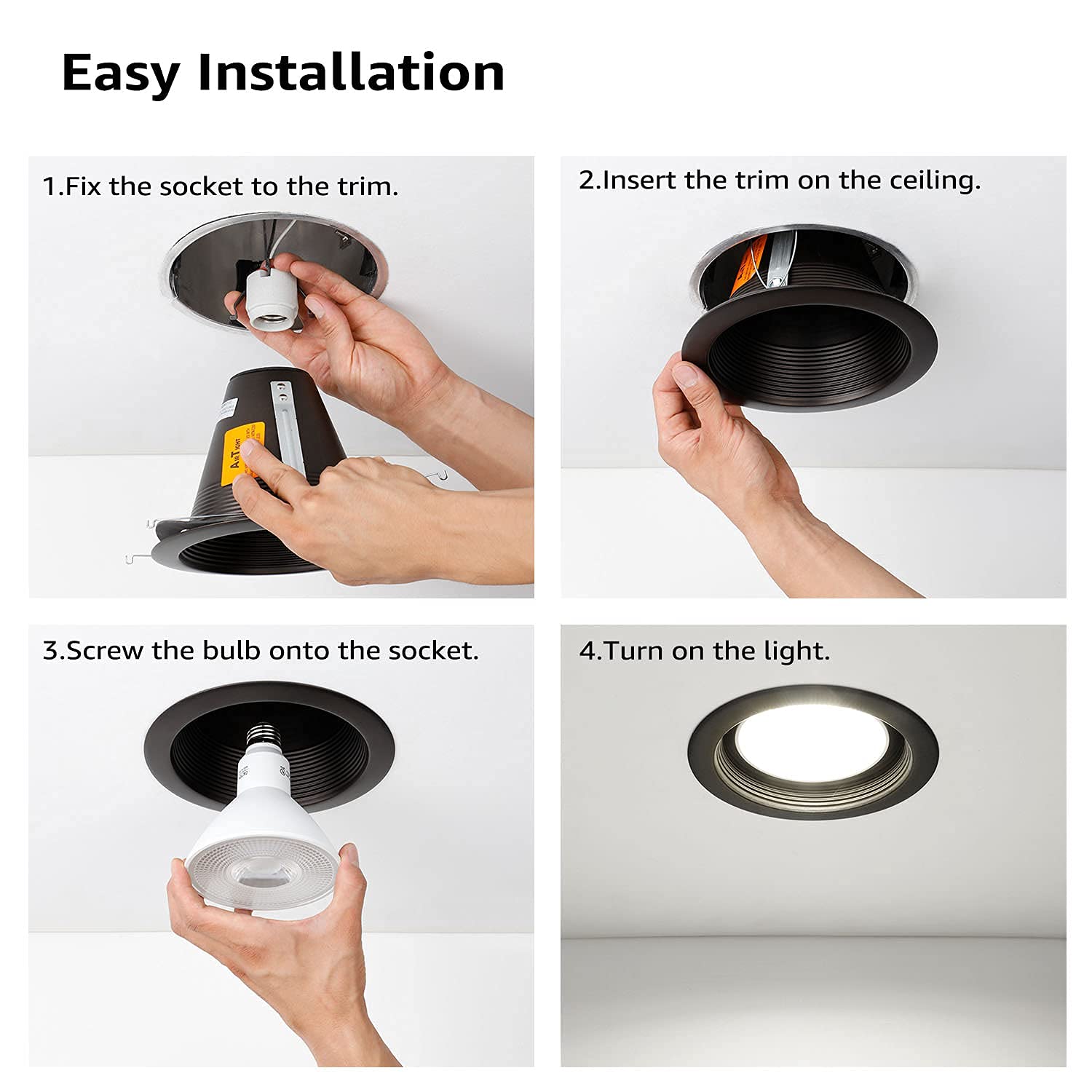 Snapklik.com : 6 Inch Recessed Can Light Trim, Air Tight Baffle Trim ...