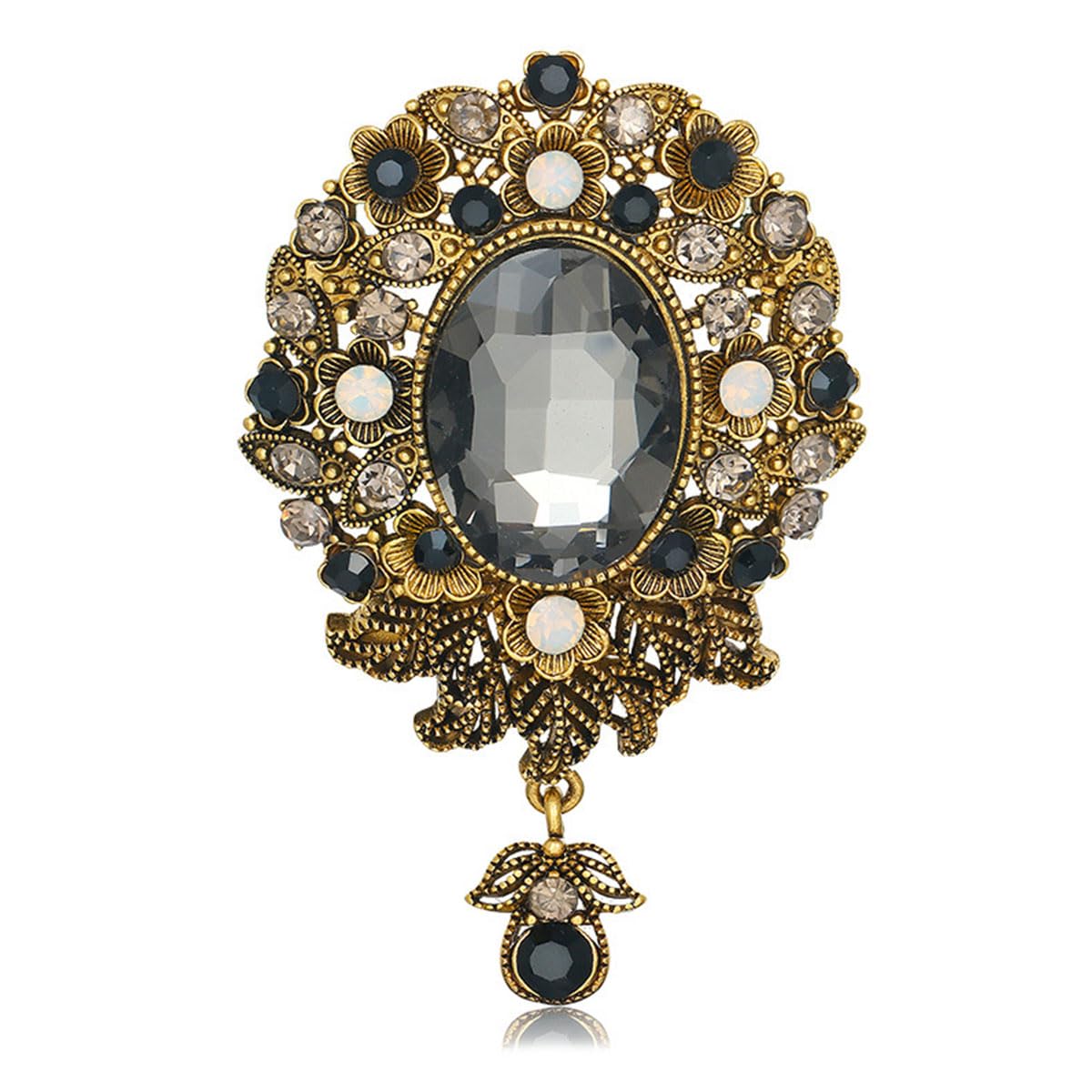 FAIRYGATE Rhinestone Brooch Clothing Jewellery Accessories Fashion Elegant Shiny Crystal Teardrop Brooches Wreath Pendent Lapel Pin，B36 — view 26