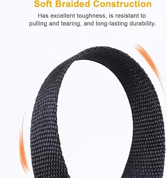 1-1/8 5FT Heat Shrink Braid Sleeve, 2:1 Ratio Shrinkable Braid Tube for Wire Management Automotive Marine Cable Protection Sleeve Bundle Irregular Tubes