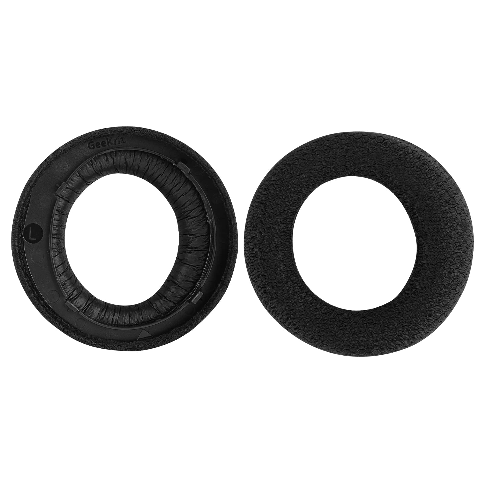 Geekria Comfort Mesh Fabric Replacement Ear Pads for Sony PlayStation 5 Pulse 3D Headphones Ear Cushions, Repair Parts (Black)