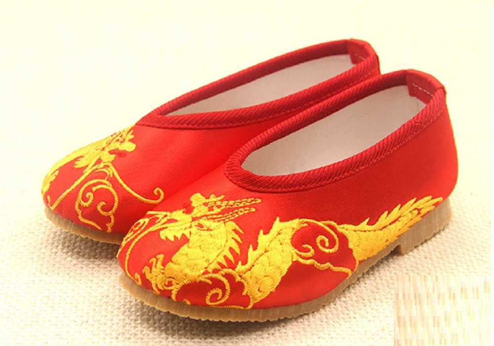 Tianrui Crown Boy's Embroidery Loafer Shoes Kid's Cute Flat Shoe Red
