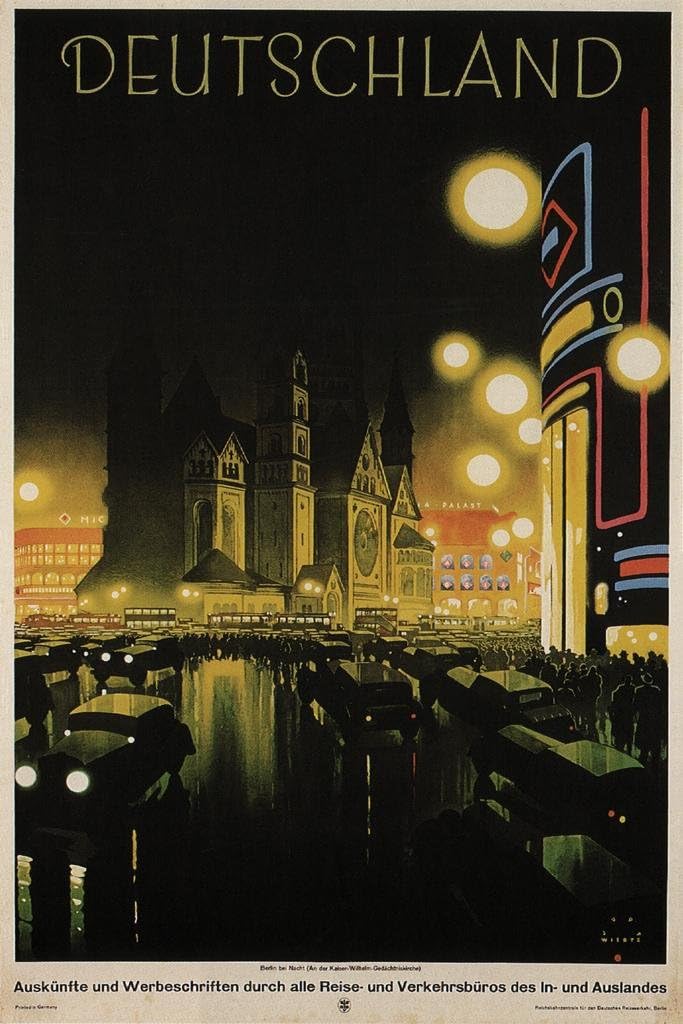 Deutschland Germany Vintage Travel Cool Wall Art Print Poster 24x36