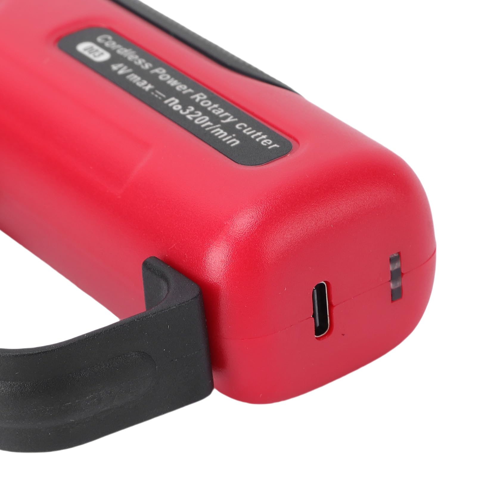 Cryfokt Tijeras Eléctricas Inalámbricas Potente Cortador Giratorio de Mano con Luz LED Frontal para Cortar Telas y Alfombras - Rojo